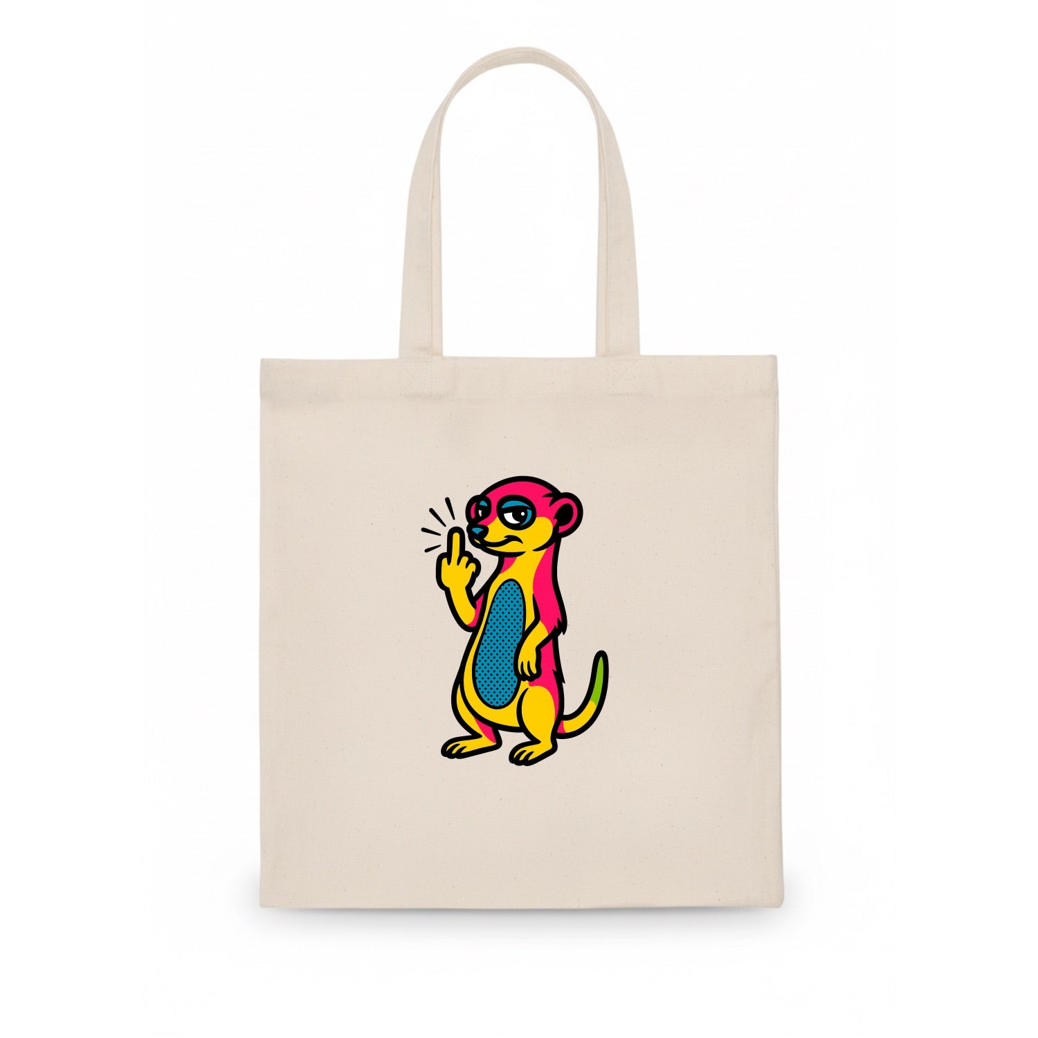 cute meerkat standing guard on hind legs, one front paw raised in sassy salute - Tote Bag - white