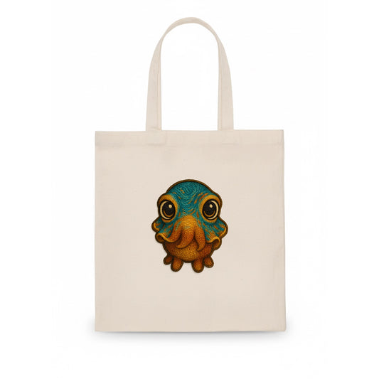 Baby Cuttlefish - color-changing skin, W-shaped pupil, front-facing, hypnotic cute - Tote Bag - white