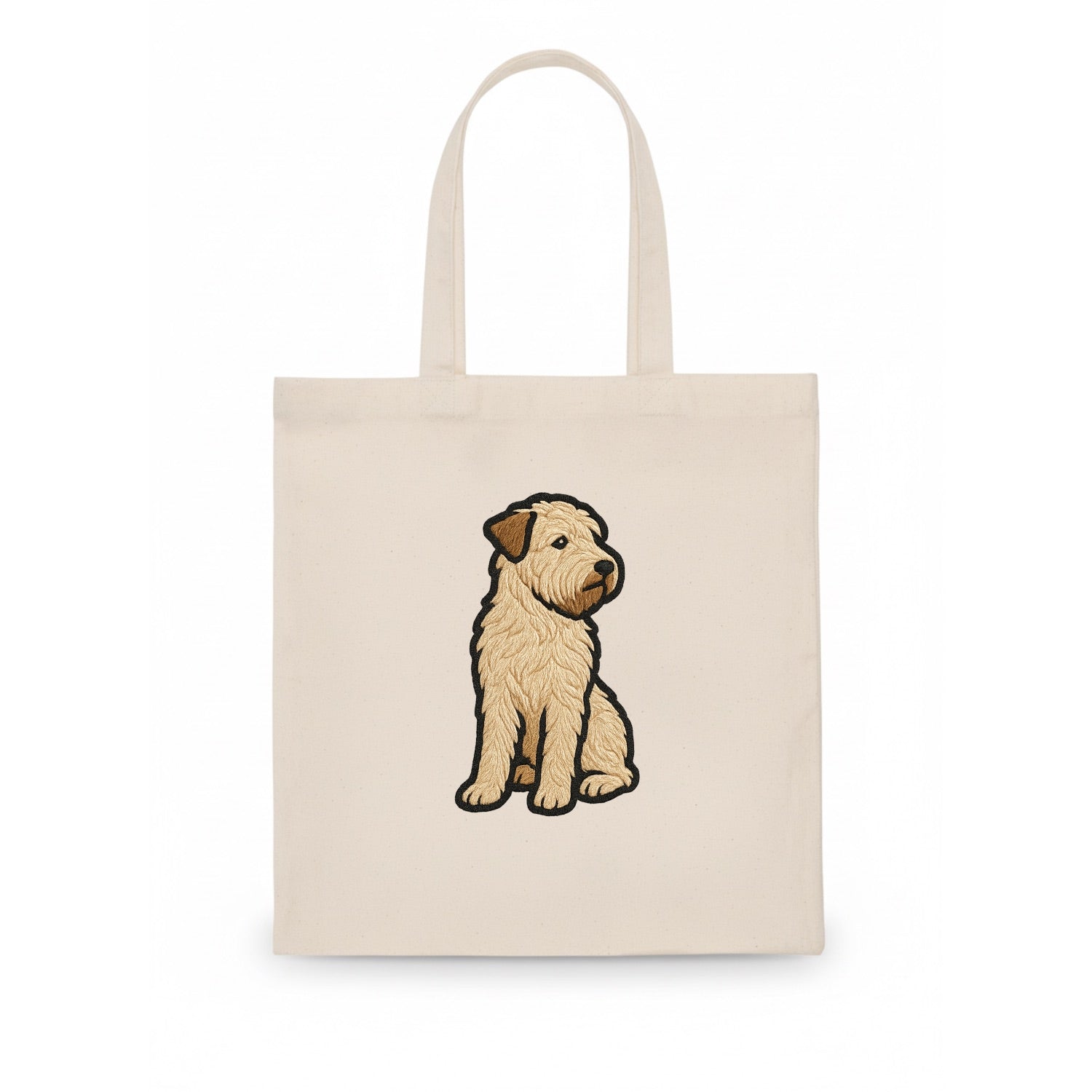 Soft Coated Wheaten Terrier - Light tan flowing coat embroidered pose - Tote Bag - white