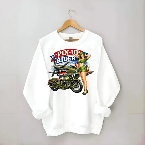 Wwii Pin Up Rider - Crewneck Sweatshirt
