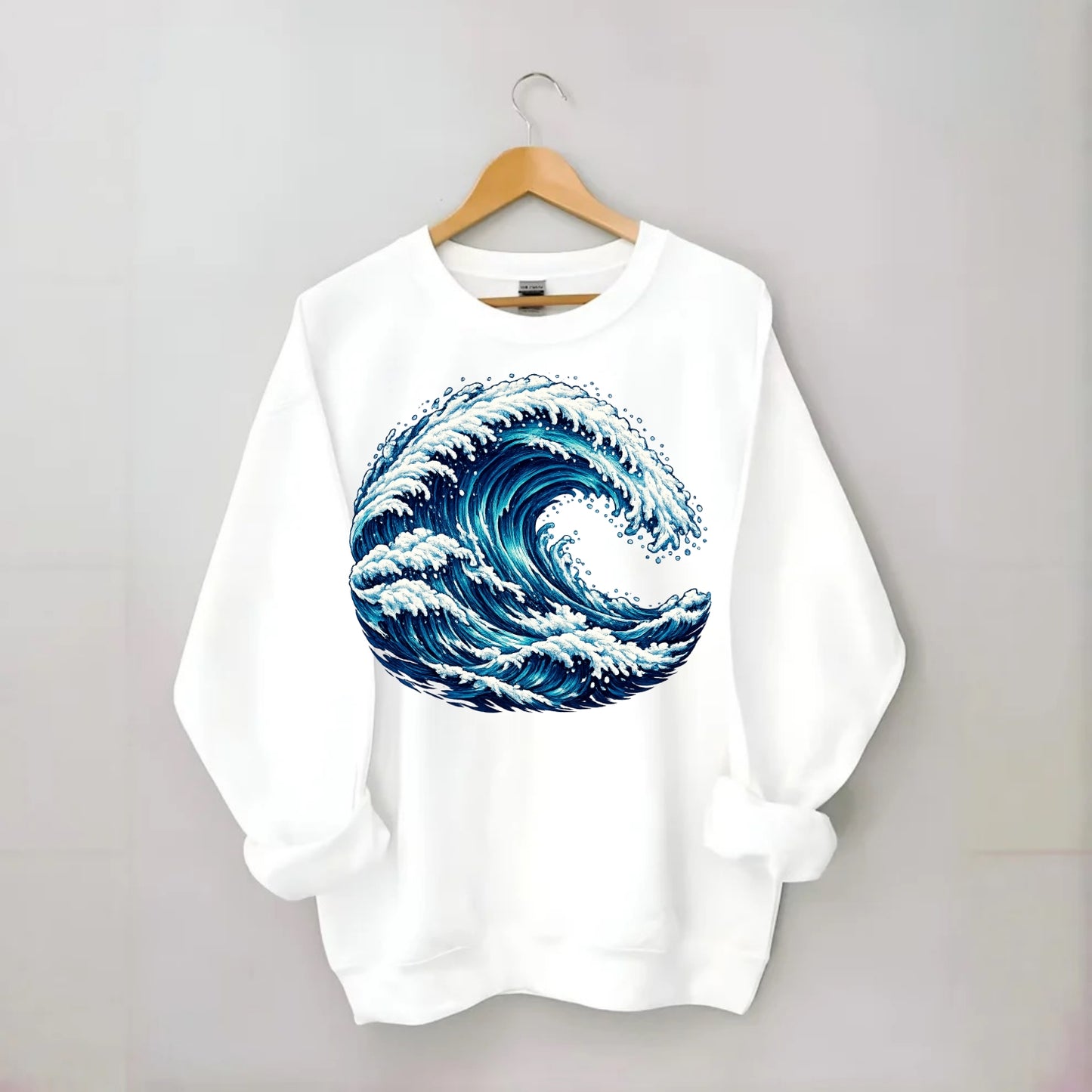 Ocean Wave - Crewneck Sweatshirt - white