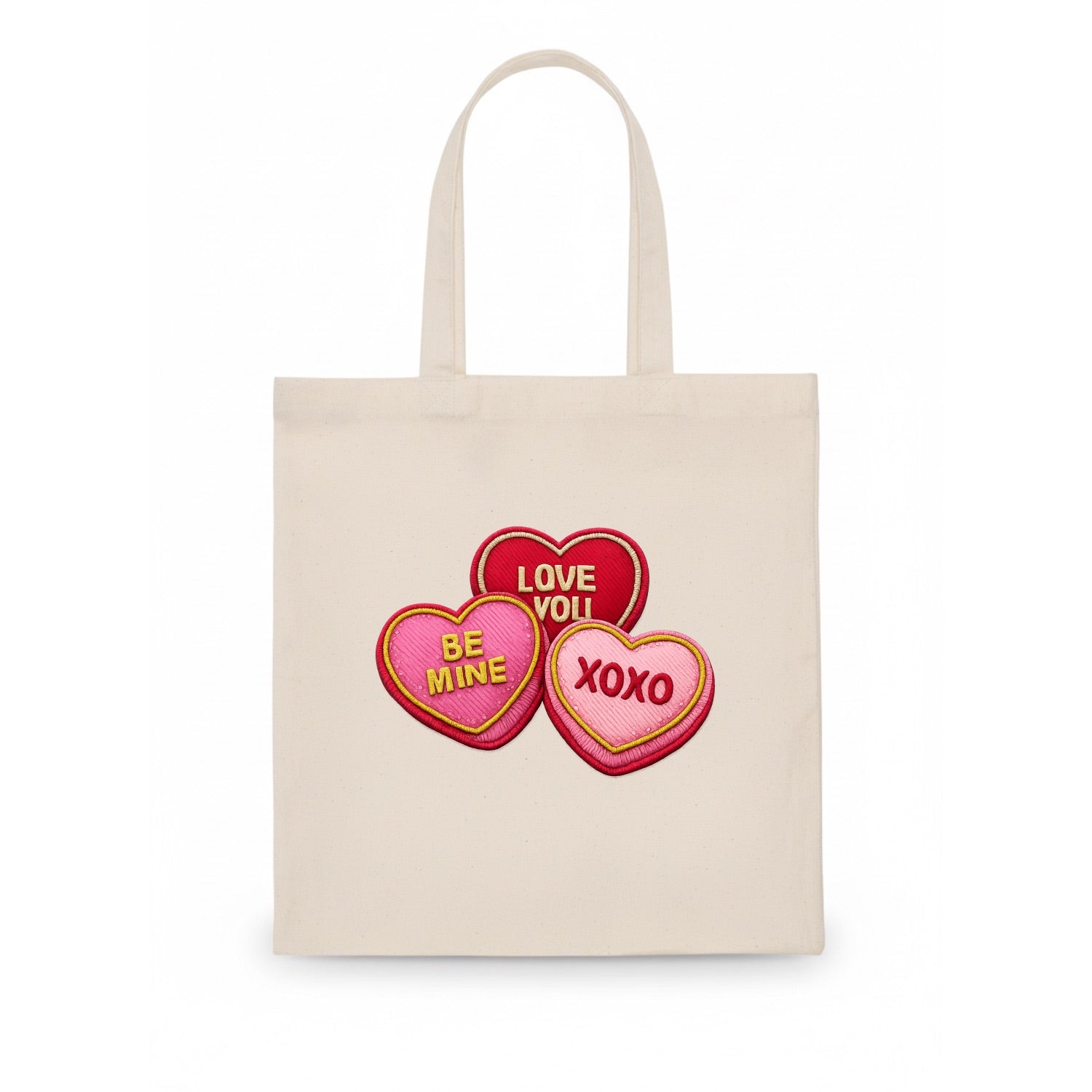 VALENTINES HEARTS - candy hearts in pink and red , love day - Tote Bag - white
