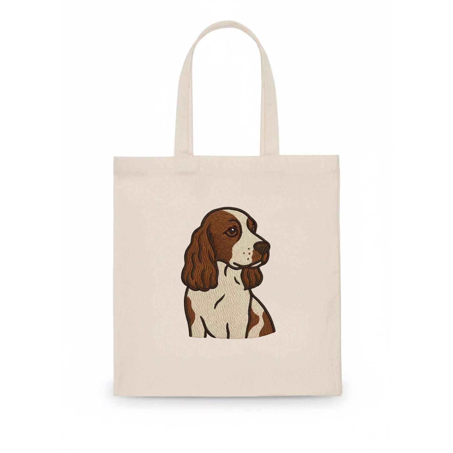 English Cocker Spaniel - Liver and white embroidered design - Tote Bag - white