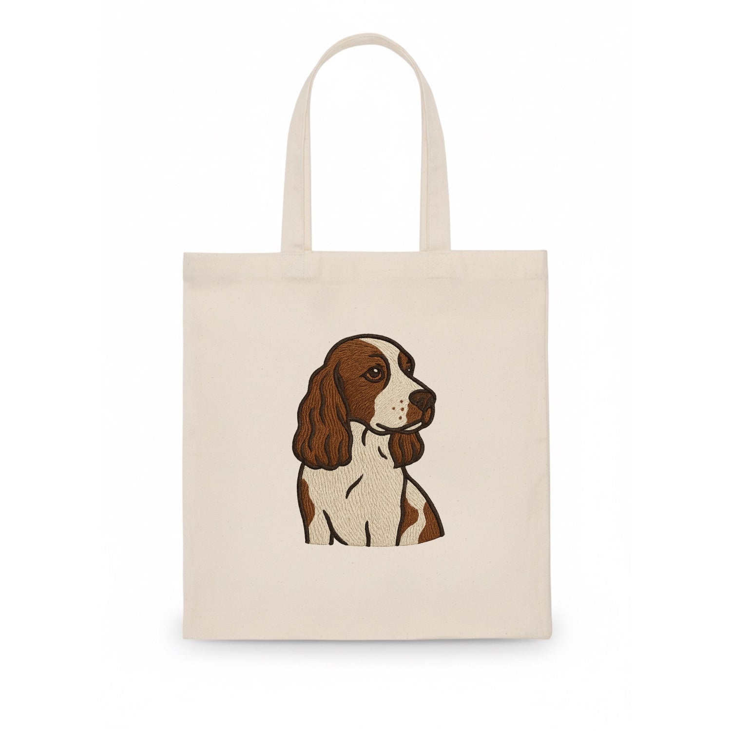 English Cocker Spaniel - Liver and white embroidered design - Tote Bag - white