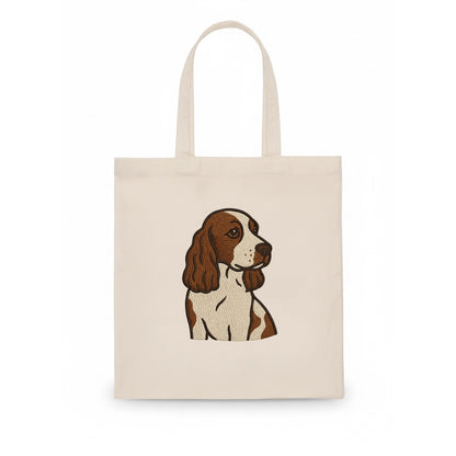 English Cocker Spaniel - Liver and white embroidered design - Tote Bag - white