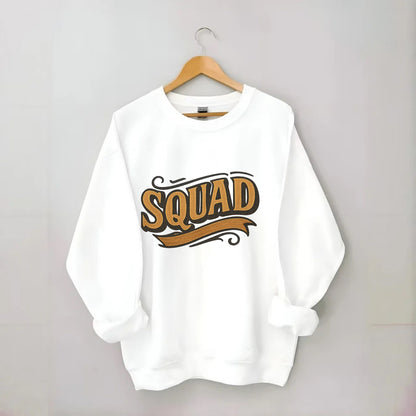 Bold typography design - "SQUAD" - your crew, your people - Crewneck Sweatshirt - white
