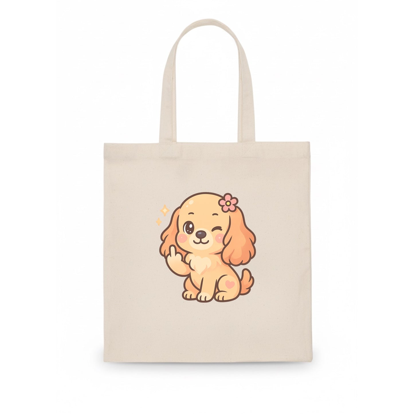 Cocker Spaniel with long wavy ears, gentle face, paw flipping off - Tote Bag - white