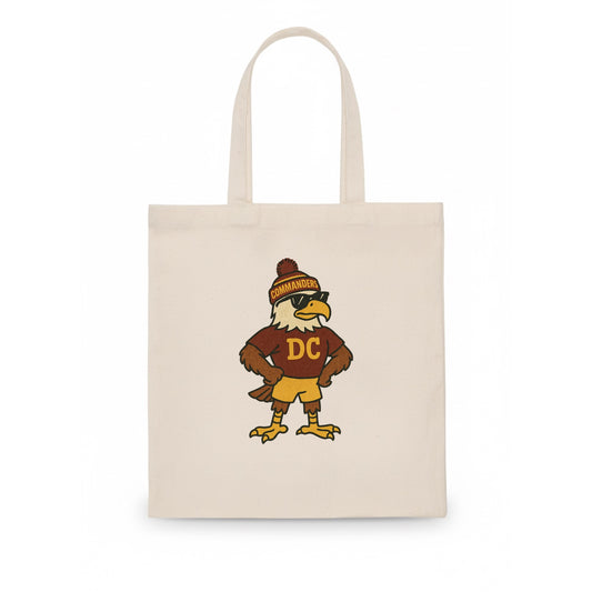 DC Eagle wearing Commanders burgundy and gold beanie with pom pom and wayfarer sunglasses - Tote Bag - white