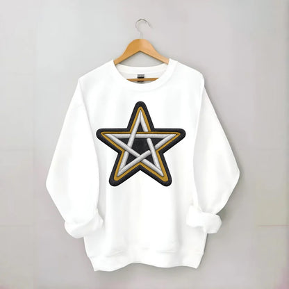 PENTAGRAM STAR - five point star in silver , protection - Crewneck Sweatshirt - white