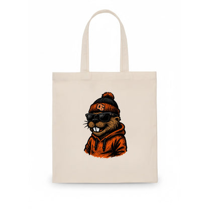 Corvallis Beaver wearing Oregon State beanie with OS patch - Tote Bag - white