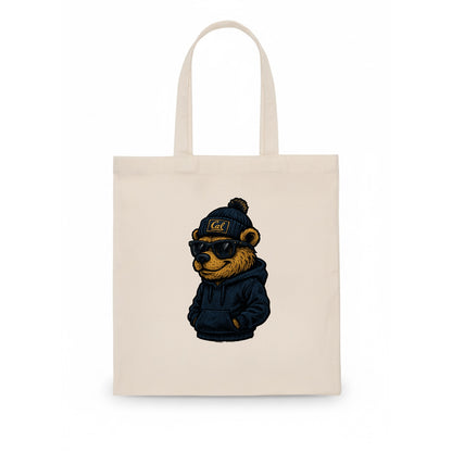 Berkeley Bear wearing Cal beanie with script patch - Tote Bag - white