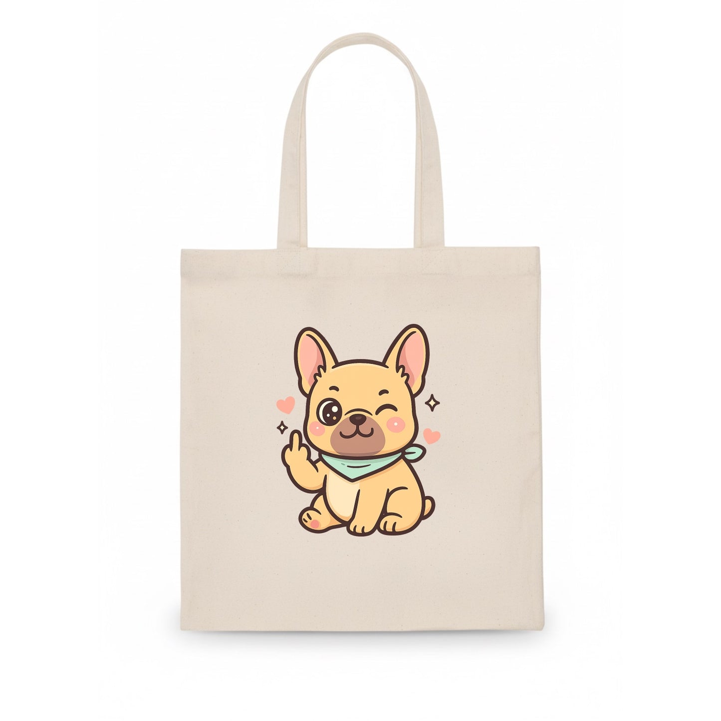 French Bulldog sitting with bat ears up, strong paw with sass - Tote Bag - white
