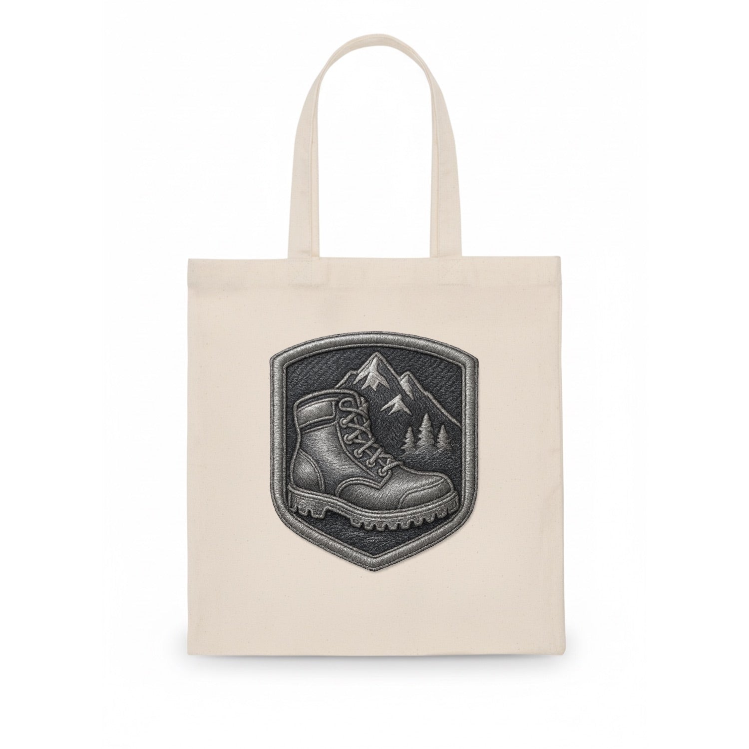 Hiking boots with mountain peak - hiker pride - Tote Bag - white