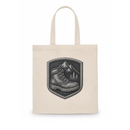 Hiking boots with mountain peak - hiker pride - Tote Bag - white