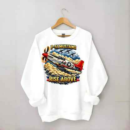 P 51 Mustang Rise Above - Crewneck Sweatshirt - white