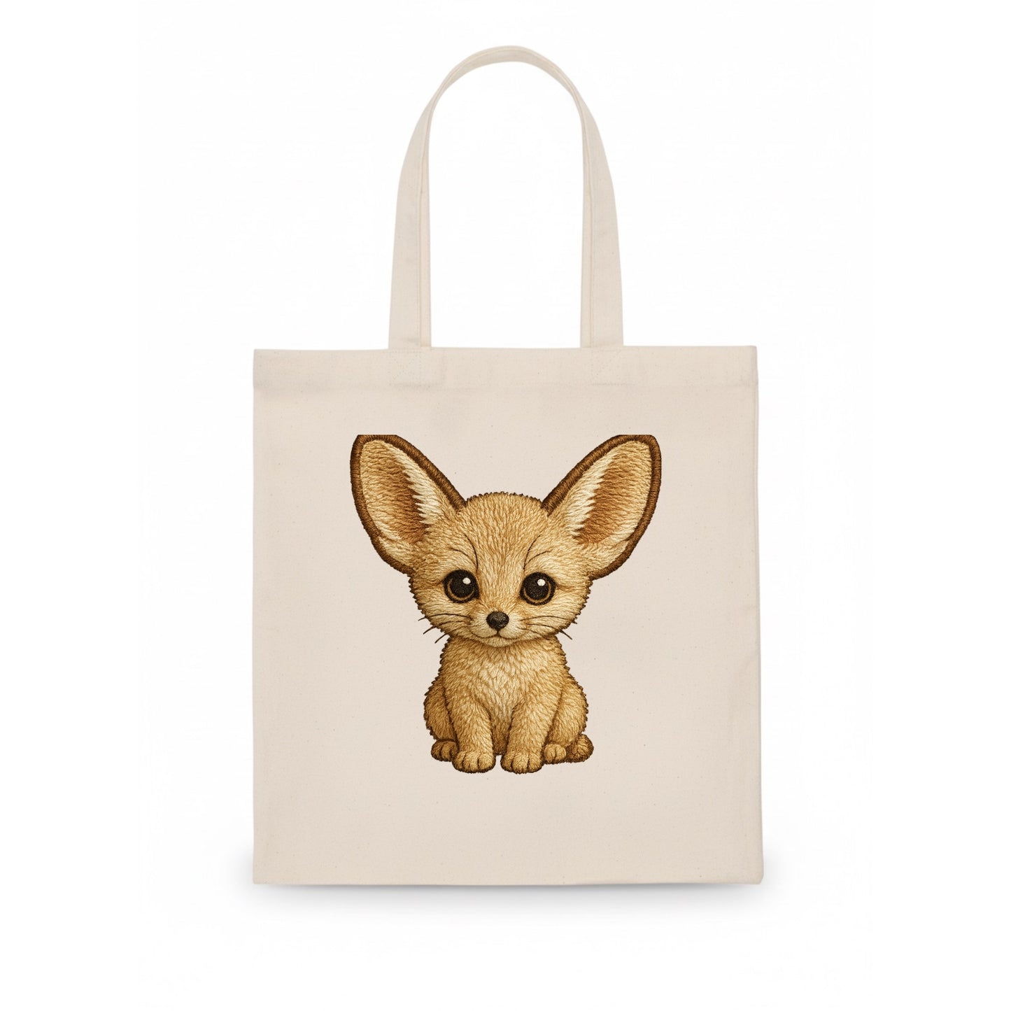 Baby Fennec Fox - huge ears, cream fur, large dark eyes, front-facing, desert baby - Tote Bag - white