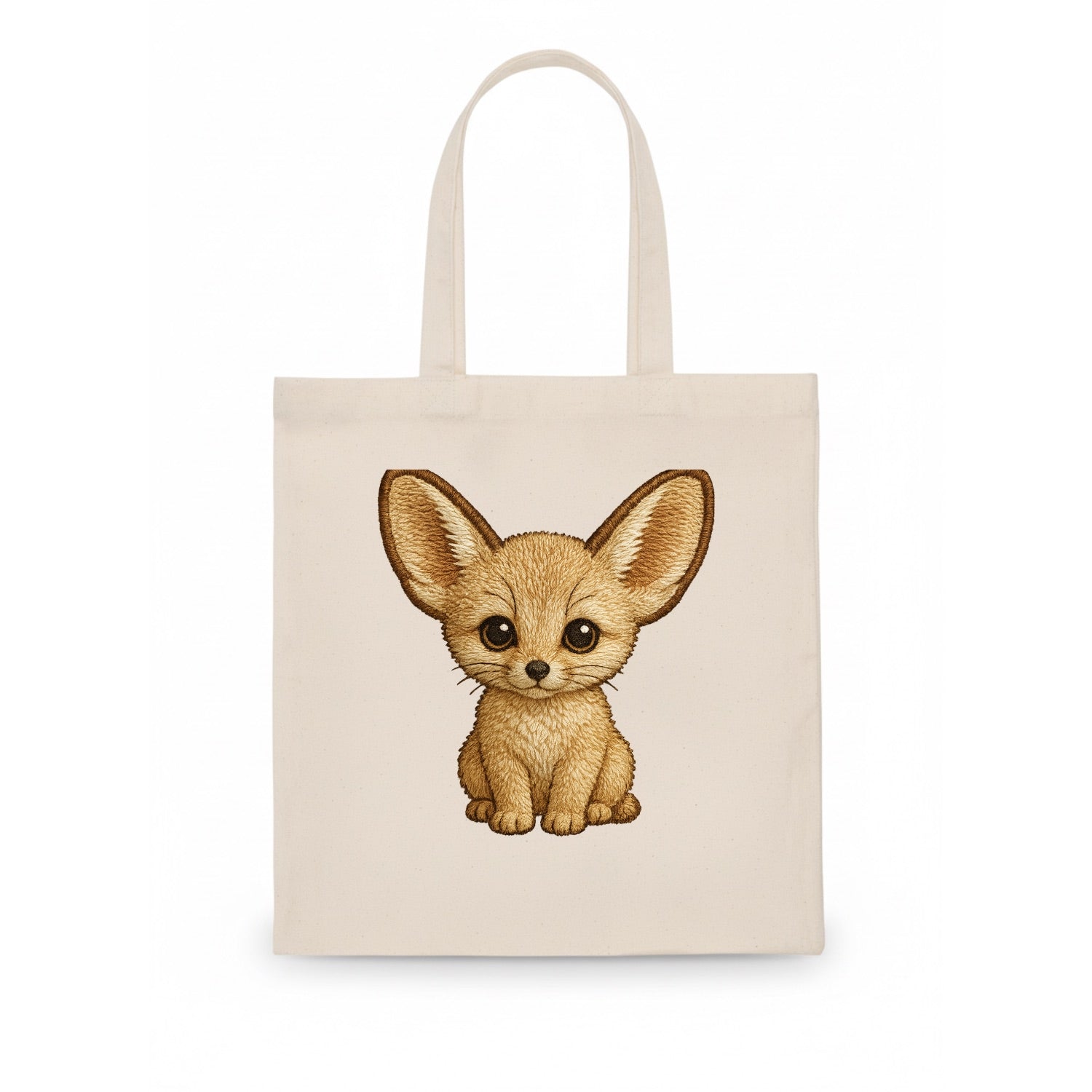 Baby Fennec Fox - huge ears, cream fur, large dark eyes, front-facing, desert baby - Tote Bag - white
