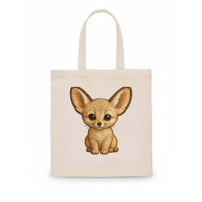 Baby Fennec Fox - huge ears, cream fur, large dark eyes, front-facing, desert baby - Tote Bag - white