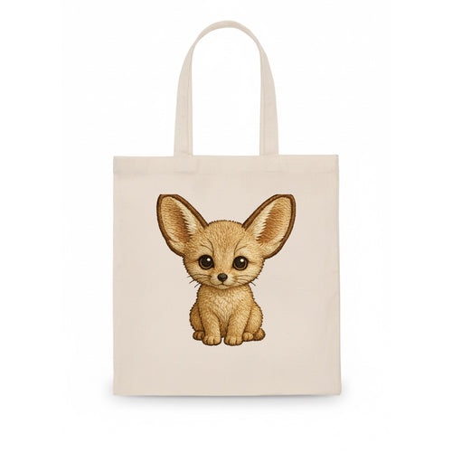 Baby Fennec Fox - huge ears, cream fur, large dark eyes, front-facing, desert baby - Tote Bag