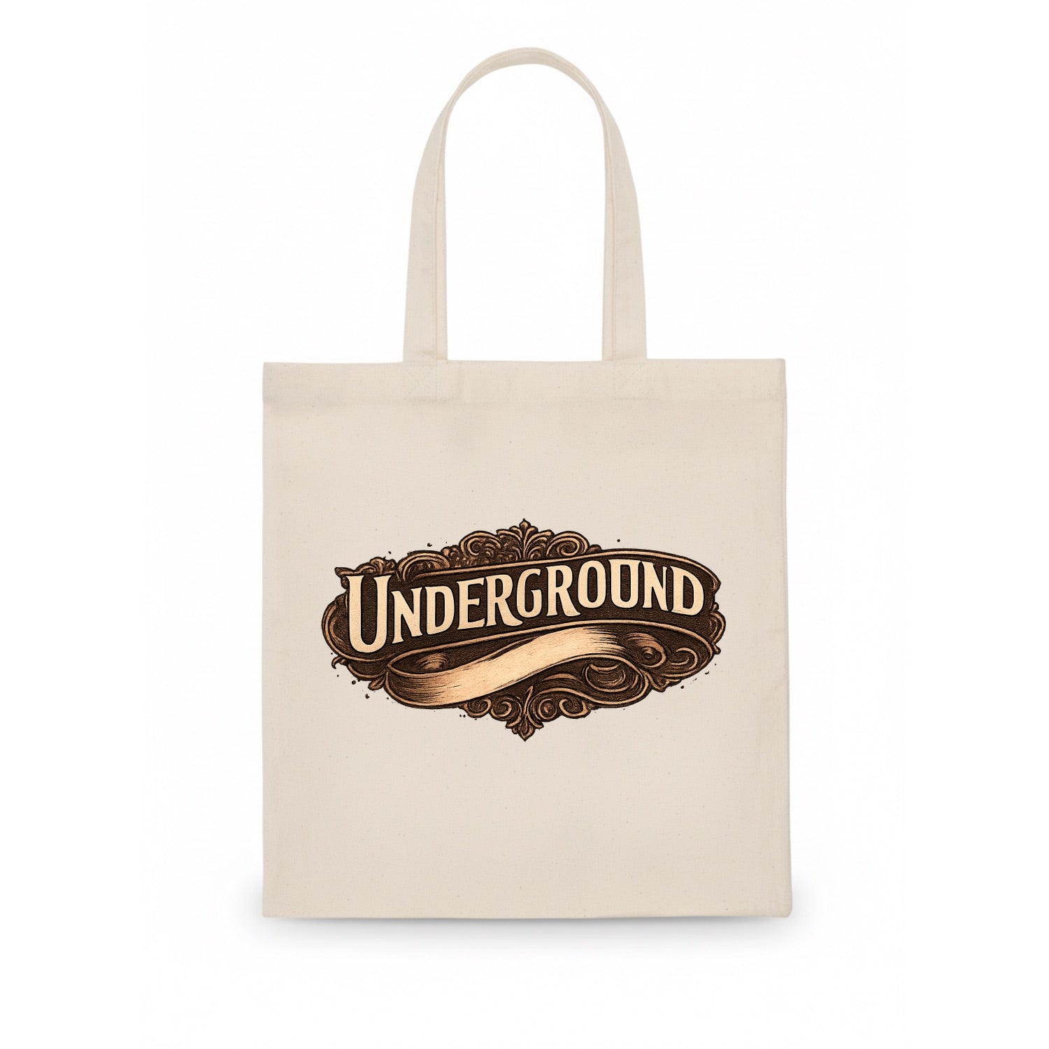 Bold typography design - "UNDERGROUND" - hidden scene, alternative - Tote Bag - white