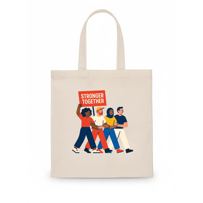 Peaceful protesters marching with linked arms - "Stronger Together" - solidarity movement - Tote Bag - white