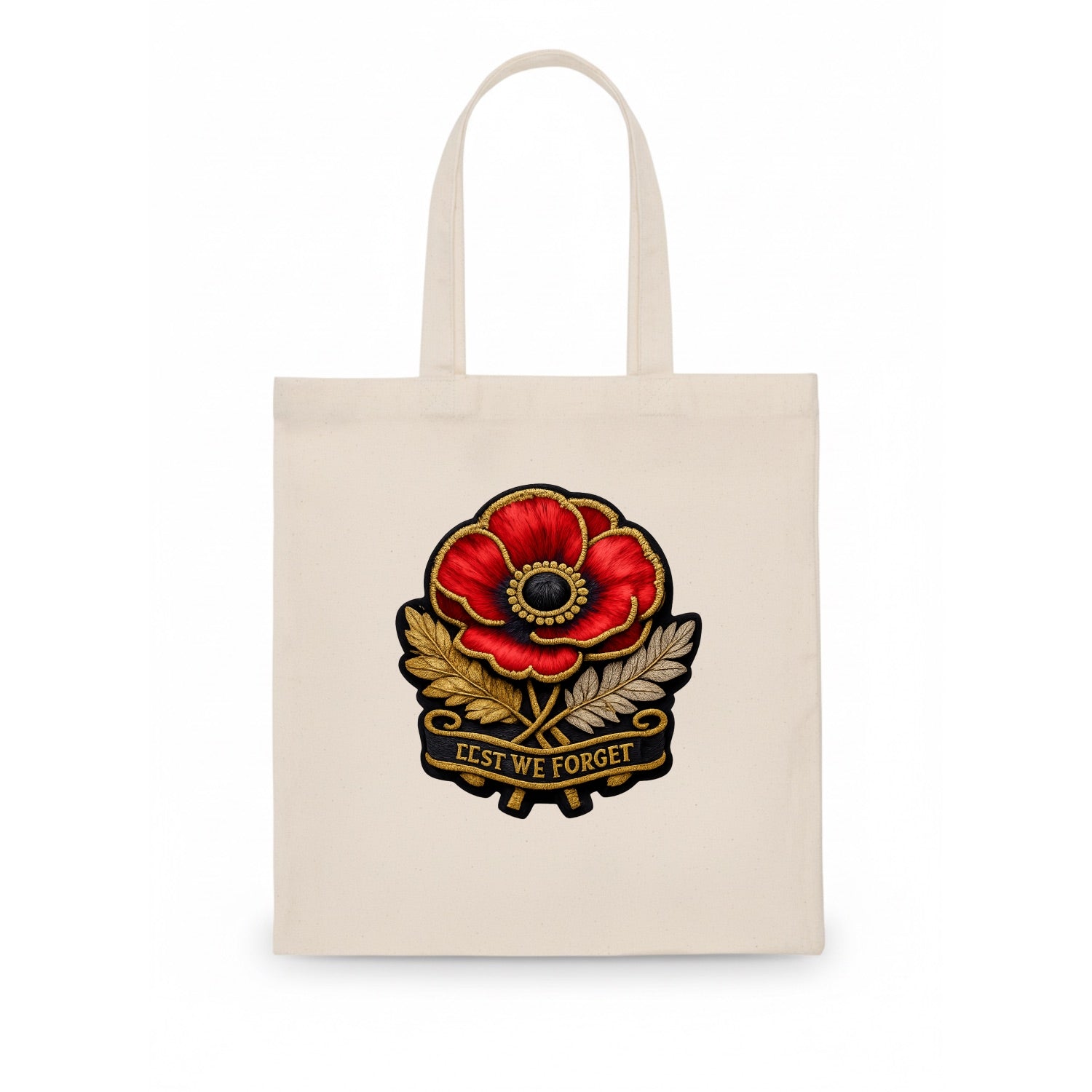 MEMORIAL POPPY - red poppy flower in scarlet , remembrance - Tote Bag - white