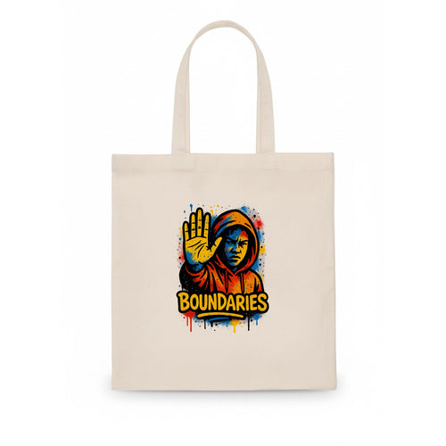 Person holding up hand in stop gesture - setting boundaries concept, self-protection - Tote Bag