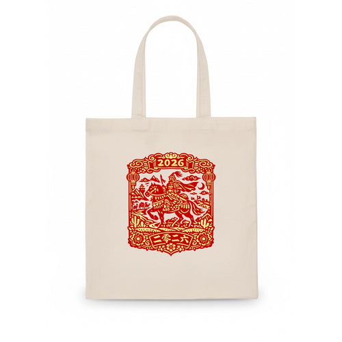 HORSE AND RIDER | Traditional Chinese warrior on horseback | Silk Road journey theme | - Tote Bag