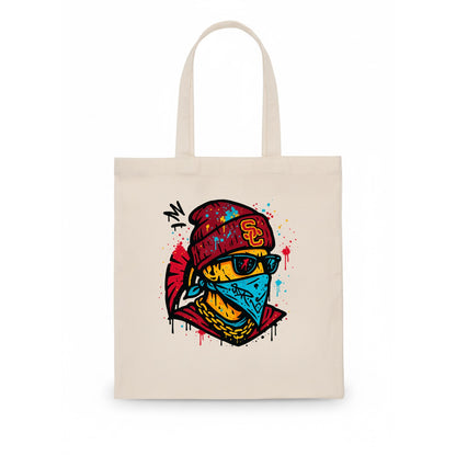 Los Angeles Trojan wearing USC beanie with SC patch - Tote Bag - white