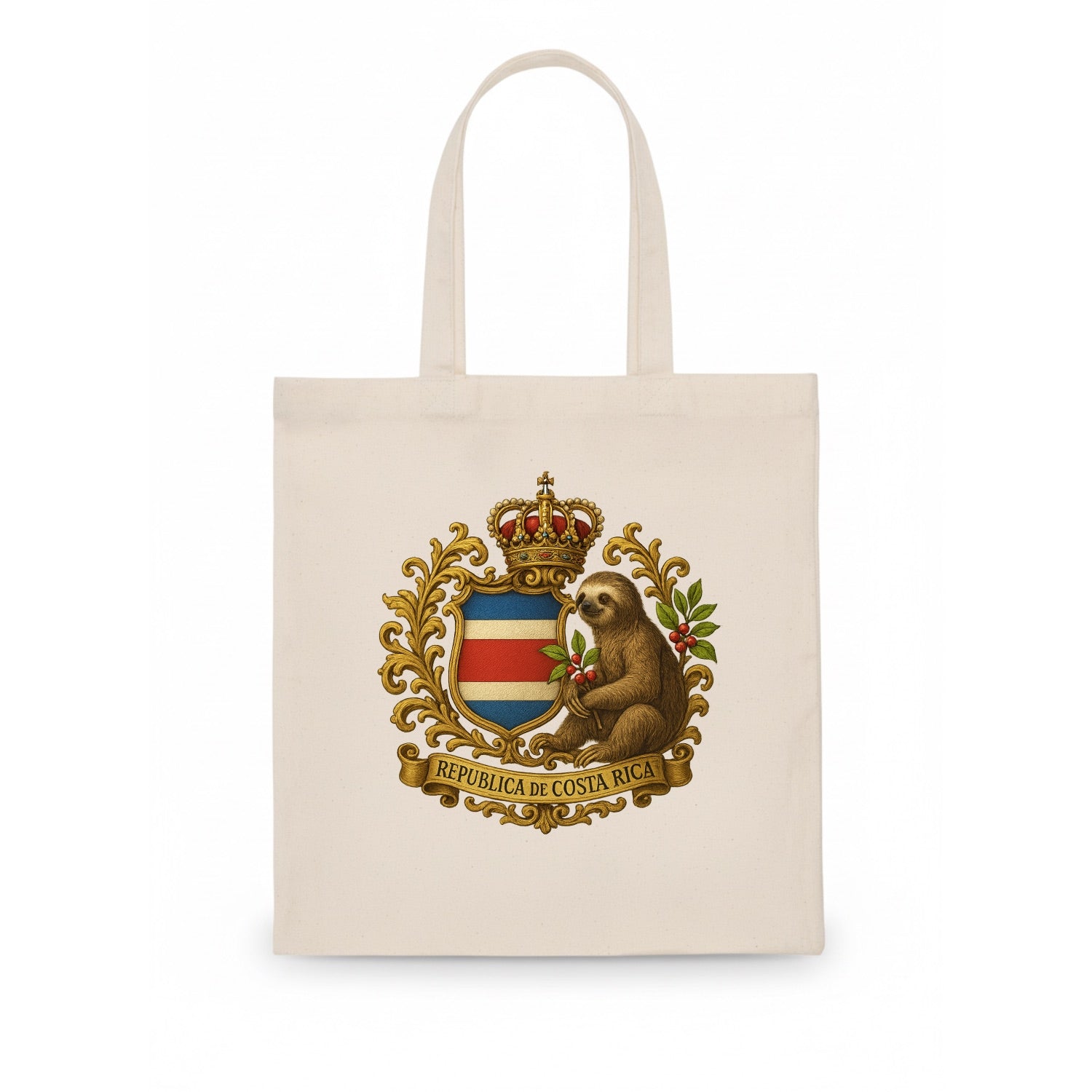 Costa Rica Sloth Emblem  - Tote Bag - white