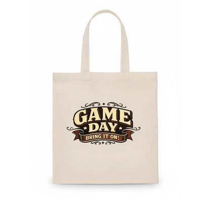 Bold typography design - "GAME DAY" - competition ready, bring it on - Tote Bag - white