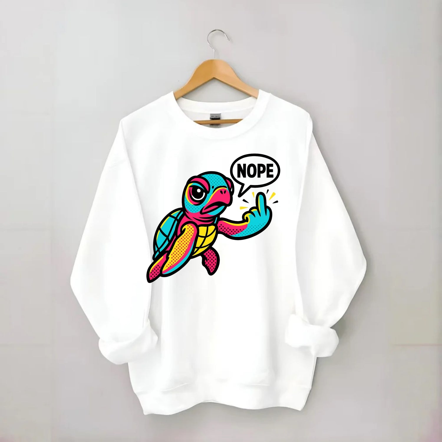 baby sea turtle swimming gracefully, one flipper extended sassily - Crewneck Sweatshirt - white