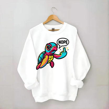 baby sea turtle swimming gracefully, one flipper extended sassily - Crewneck Sweatshirt - white