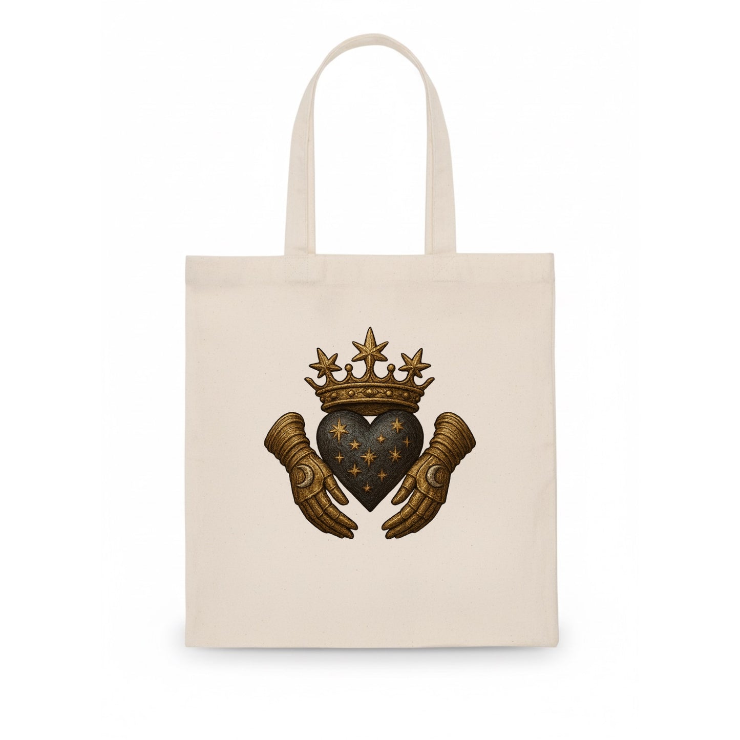 Ice crystal crown framing a frosted heart with fur-trimmed winter hands embracing it. - Tote Bag - white