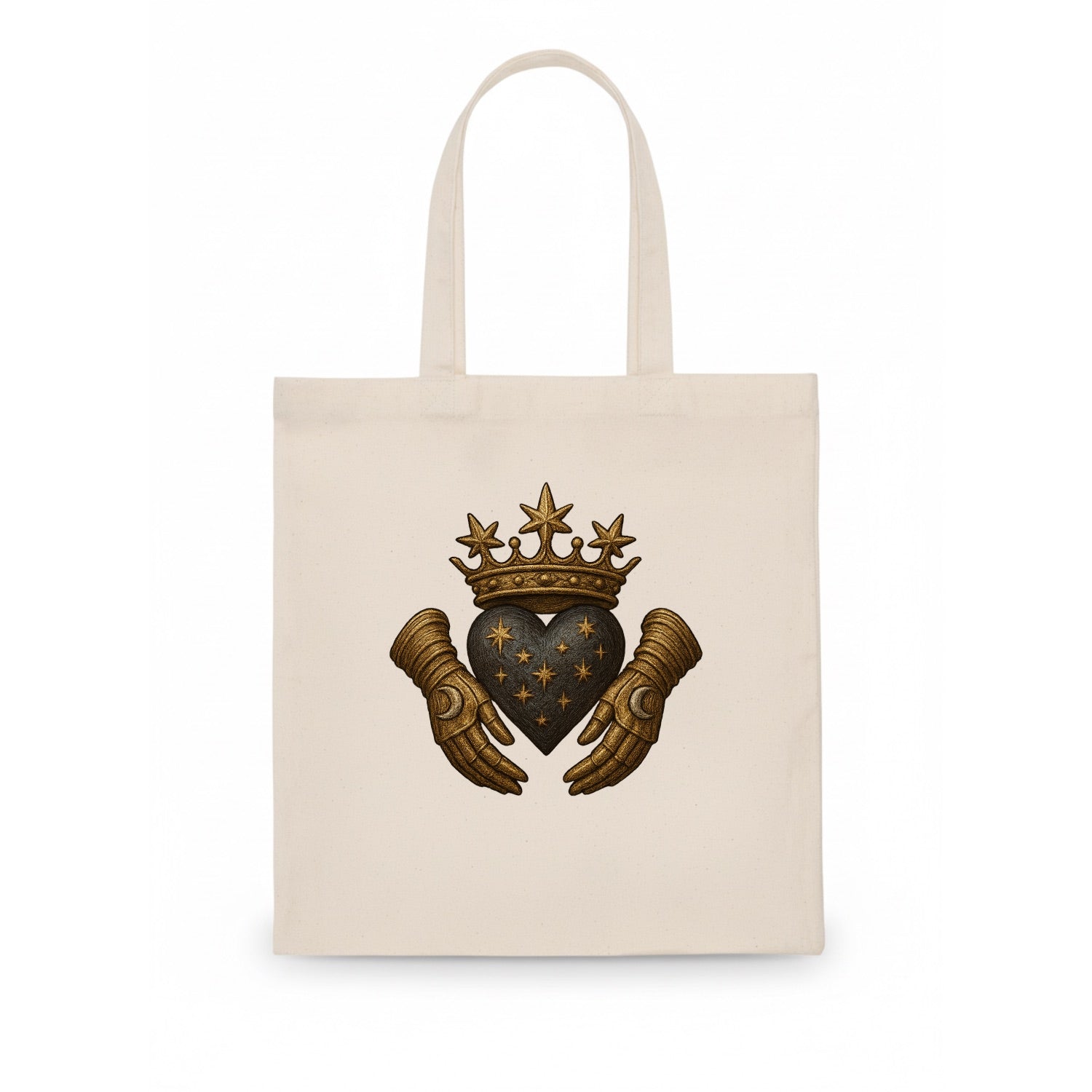 Ice crystal crown framing a frosted heart with fur-trimmed winter hands embracing it. - Tote Bag - white