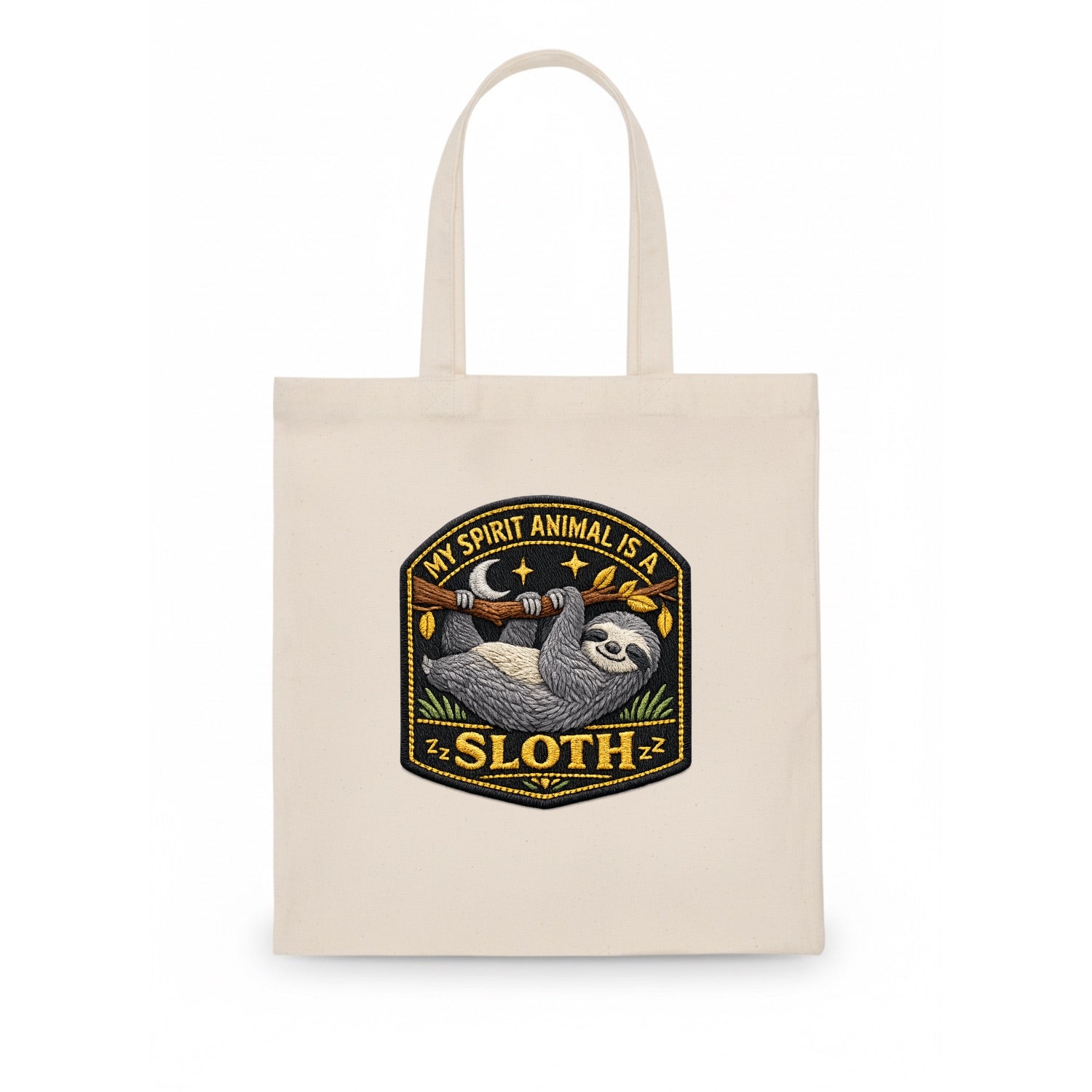 MY SPIRIT ANIMAL IS A SLOTH - lazy sloth in gray , slow life - Tote Bag - white