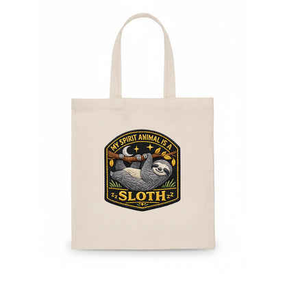 MY SPIRIT ANIMAL IS A SLOTH - lazy sloth in gray , slow life - Tote Bag - white