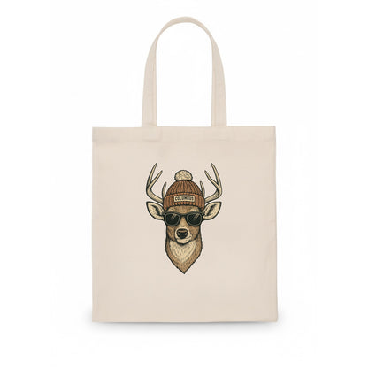 Ohio White-tailed Deer wearing Columbus beanie with pom pom and wayfarer sunglasses - Tote Bag - white