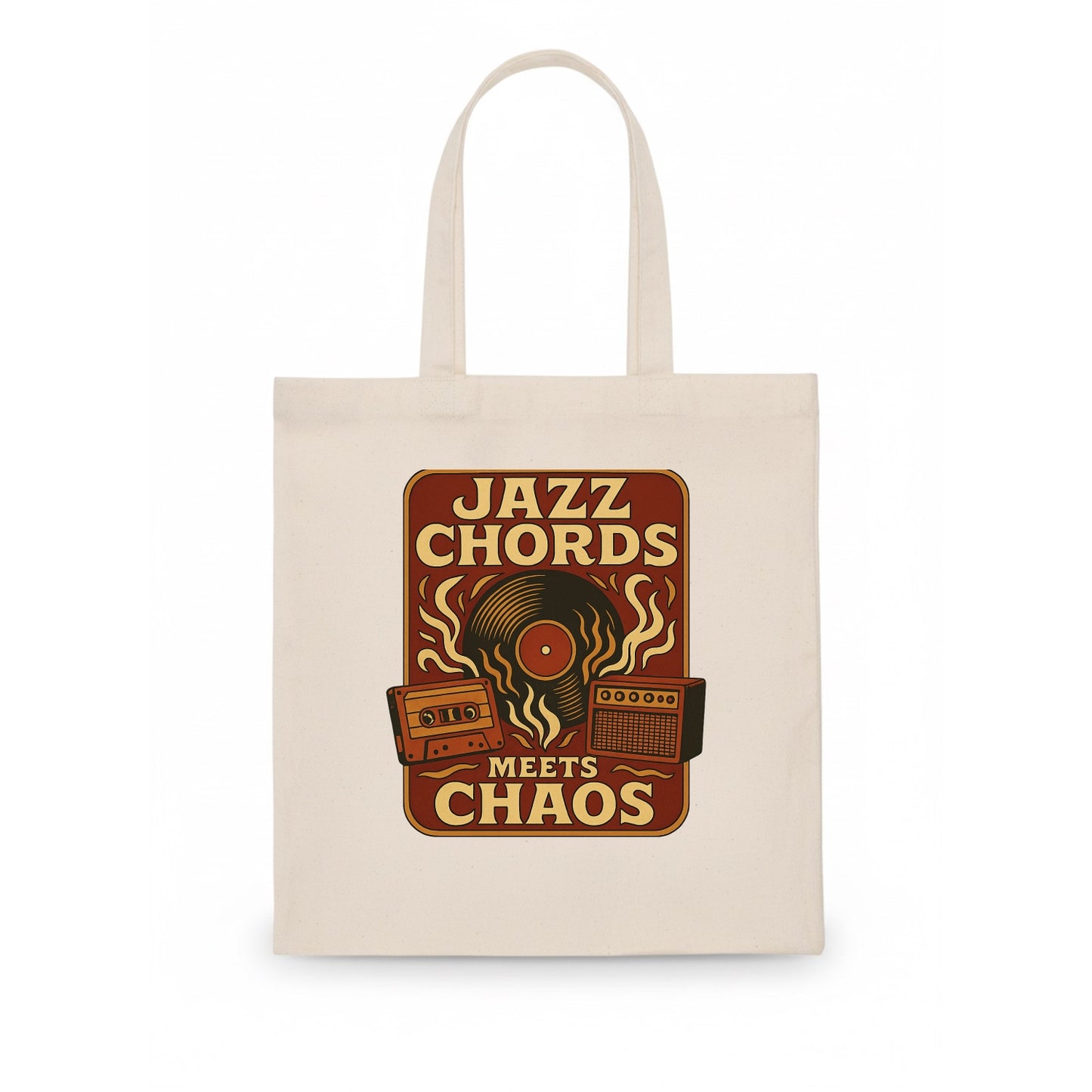 Jazz chords with hyperpop energy - "Jazz Meets Chaos" - unexpected fusion - Tote Bag - white