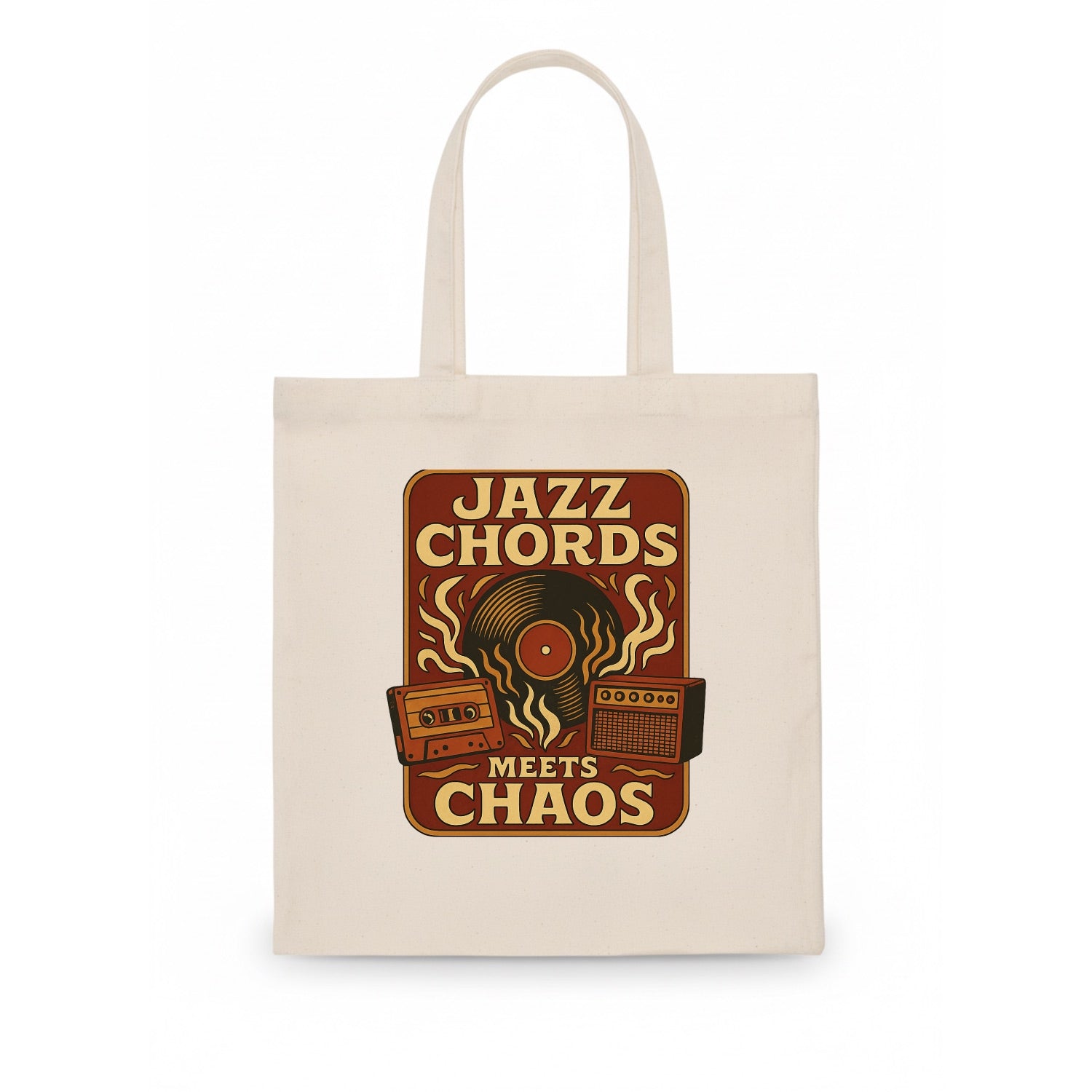 Jazz chords with hyperpop energy - "Jazz Meets Chaos" - unexpected fusion - Tote Bag - white