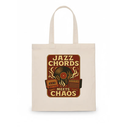 Jazz chords with hyperpop energy - "Jazz Meets Chaos" - unexpected fusion - Tote Bag - white