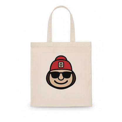 Columbus Brutus wearing Ohio State beanie with Block O patch - Tote Bag - white