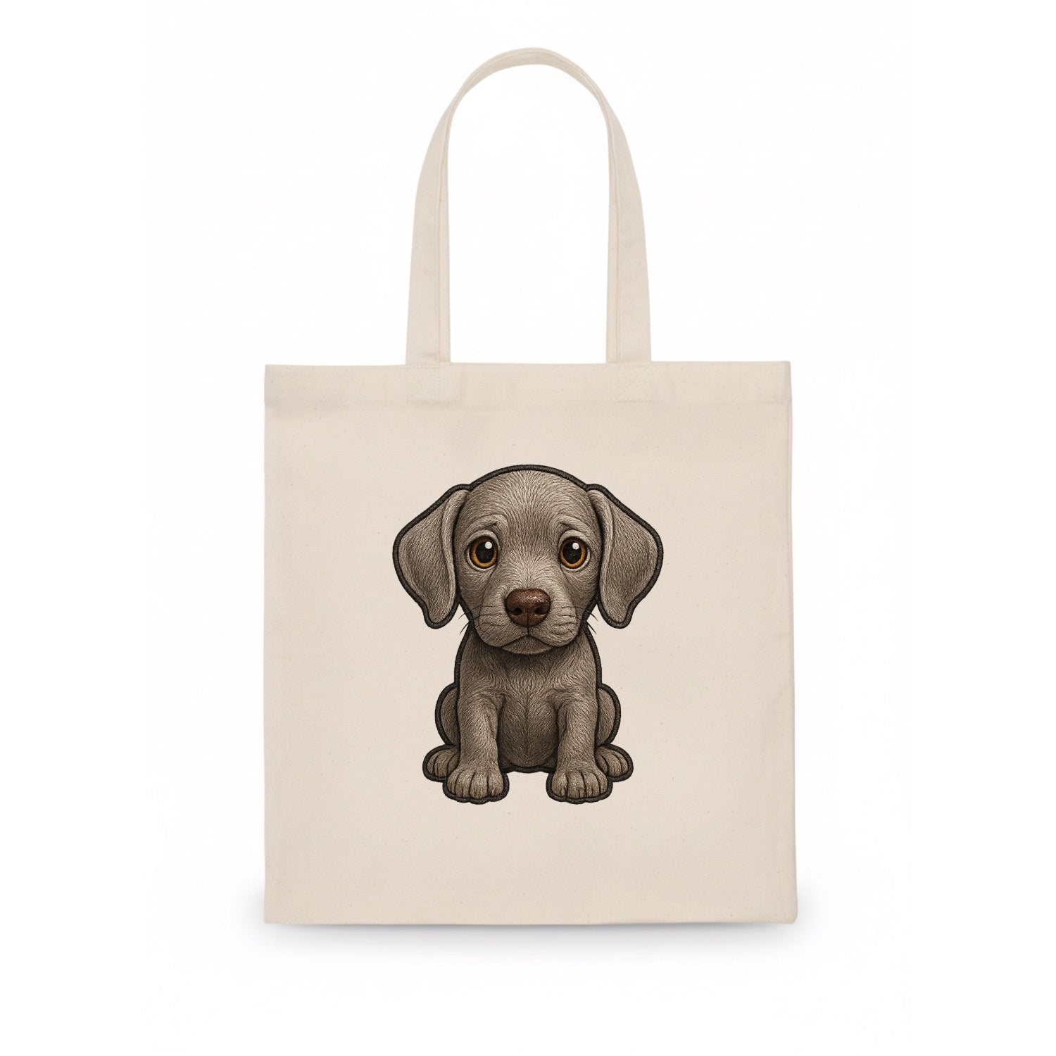 Baby Weimaraner Puppy - silver-gray coat, amber eyes, sleek body, front-facing, ghost - Tote Bag - white
