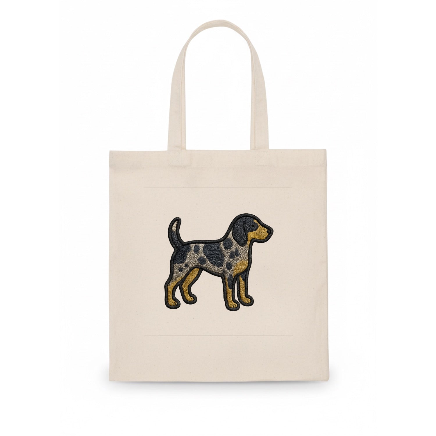 Bluetick Coonhound - Trendy spotted hound logo with prominent black border - Tote Bag - white