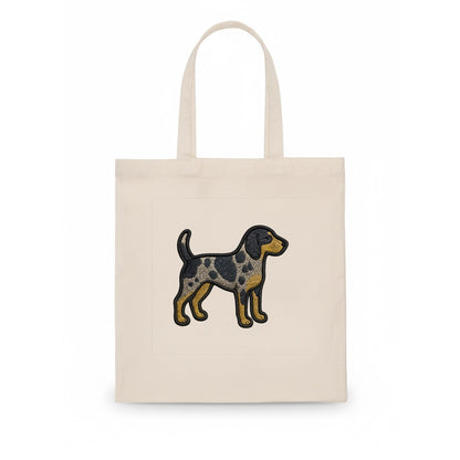 Bluetick Coonhound - Trendy spotted hound logo with prominent black border - Tote Bag - white