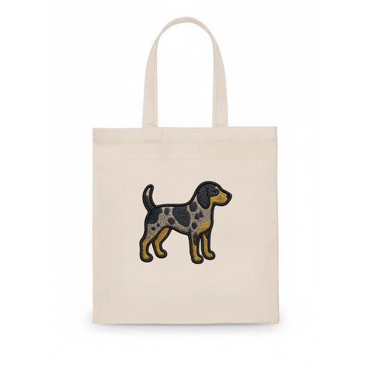 Bluetick Coonhound - Trendy spotted hound logo with prominent black border - Tote Bag - white