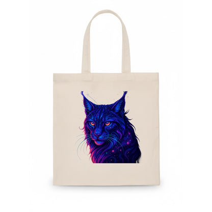 Stealthy lynx with ear tufts forming constellation patterns, nebula spots across the - Tote Bag - white