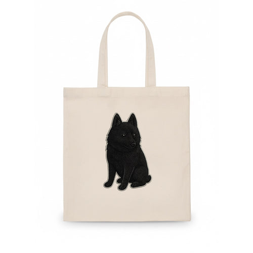 Schipperke - Solid black small embroidered sitting pose - Tote Bag