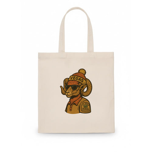 Las Vegas Desert Bighorn wearing Vegas beanie with pom pom and wayfarer sunglasses - Tote Bag