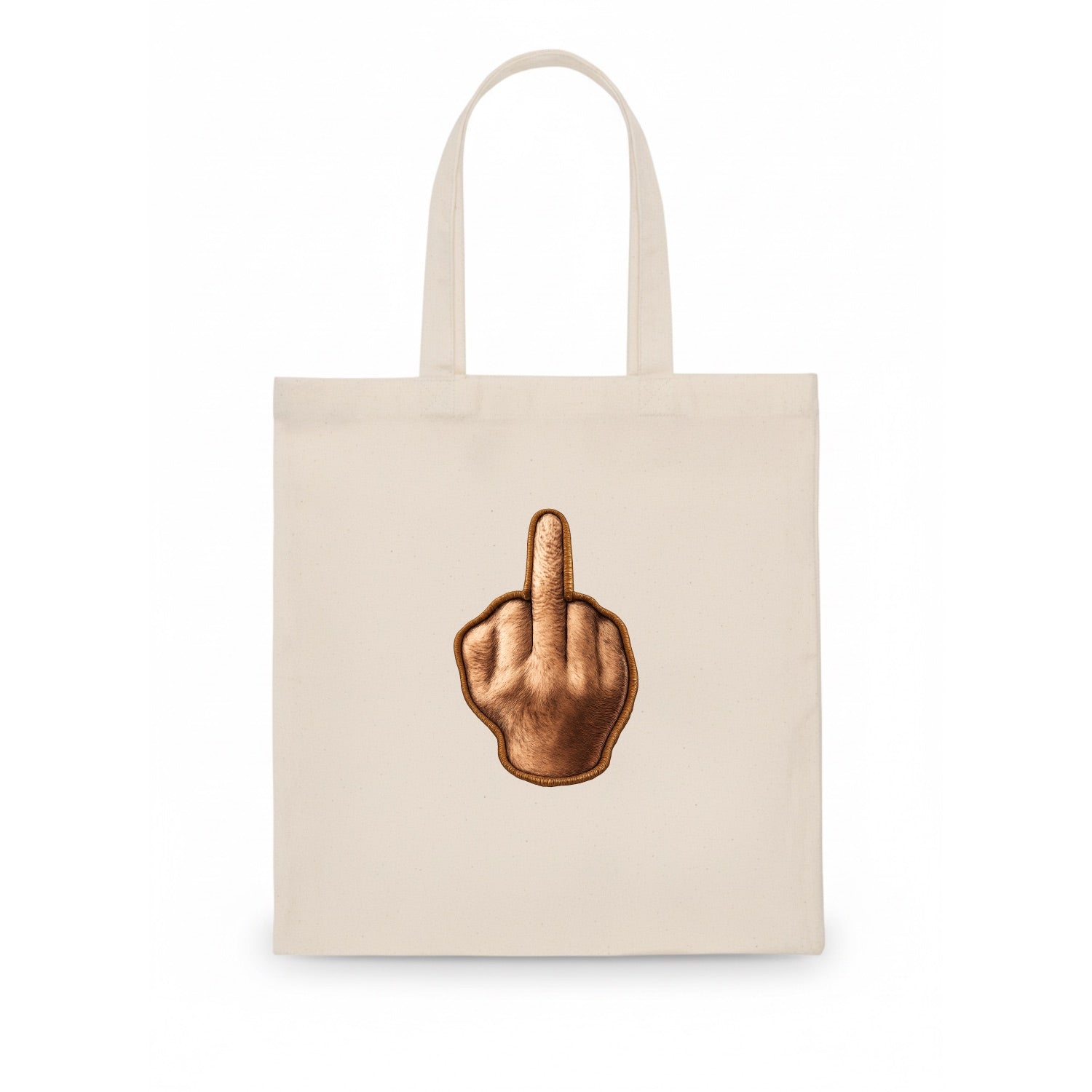 MIDDLE FINGER - hand gesture in skin tone , attitude - Tote Bag - white